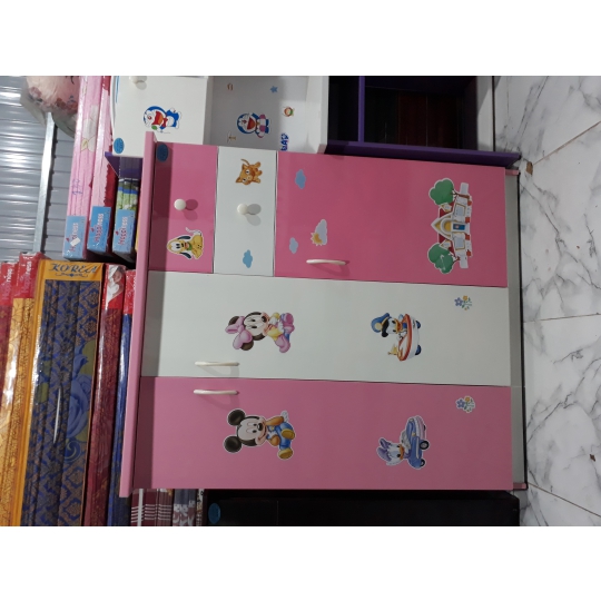 Tủ trẻ em 3 buồng màu hồng 