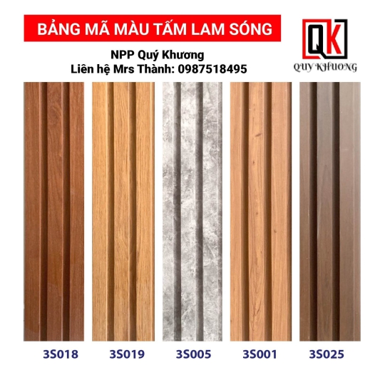 bảng màu tấm ốp lam sóng